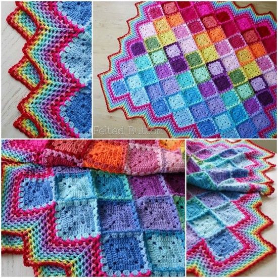 Happy Harlequin Crochet Blanket 550x550 Wonderful DIY Crochet Spring to Summer Blanket