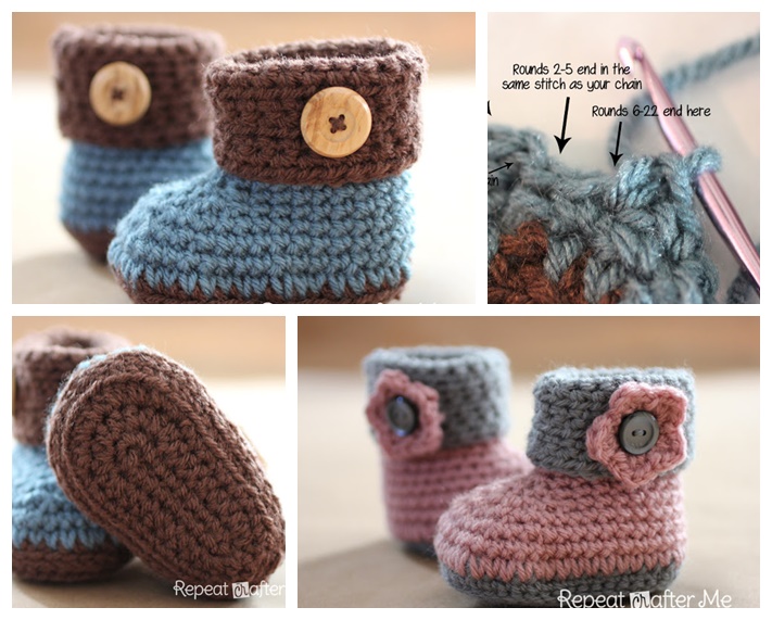 Crochet Cuffed BabyBooties Free Pattern - Wonderful DIY