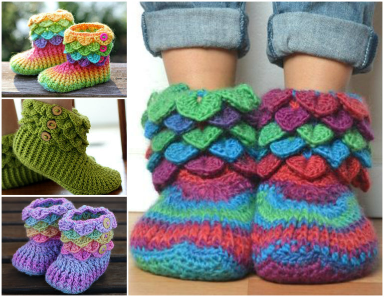 Crocodile Stitched Slipper Boots Cutest Crochet Crocodile Stitched Booties [Tutorial & Patterns]
