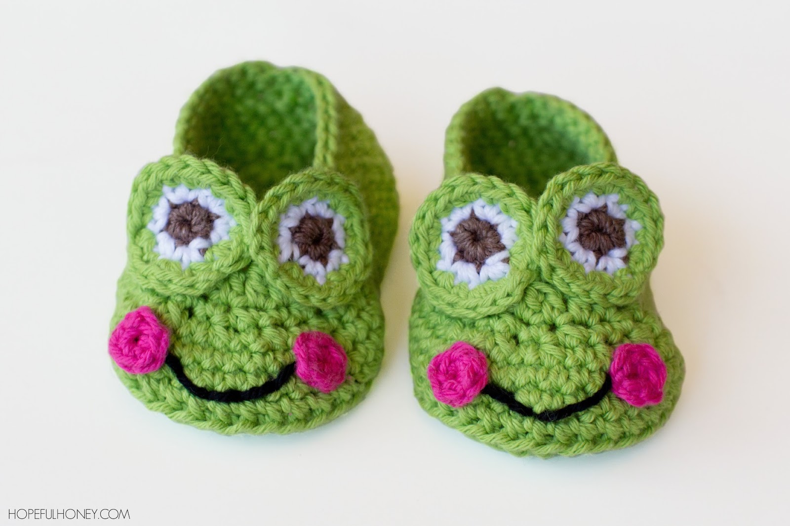 Crocheted frog slippers