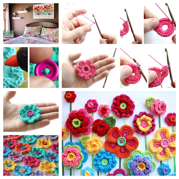 Button Floral Fantasy Crochet - wonderfuldiy2