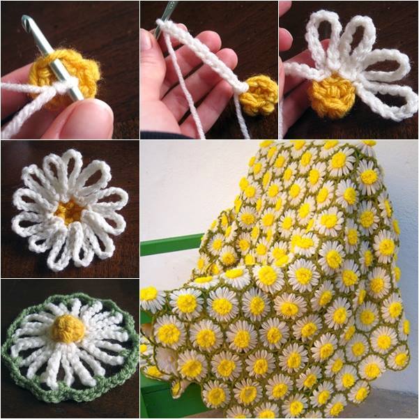 Crochet Daisy Pattern Blanket f