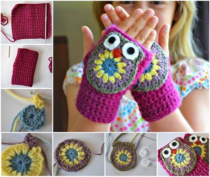 Crochet Owl Gloves
