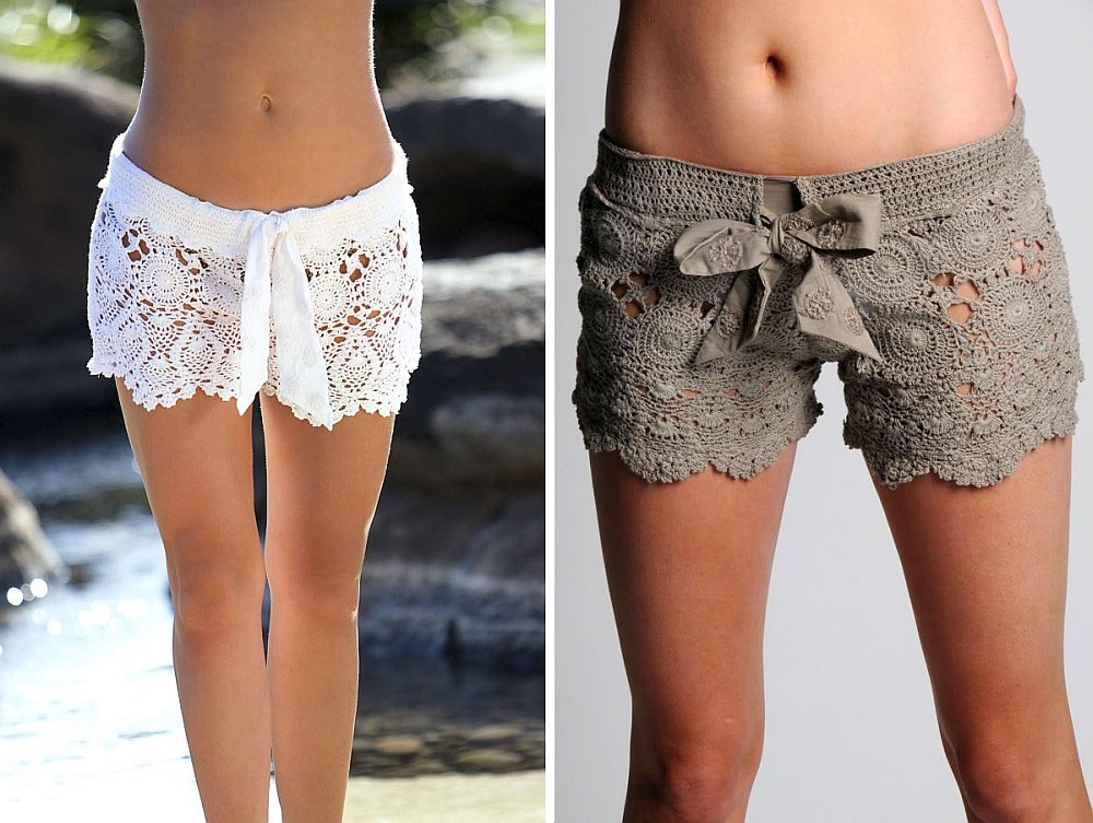 Ladies Lace Crochet Shorts