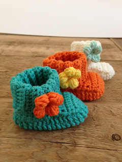 Spring Flower Baby Booties Free Crochet Pattern - wonderfuldiy3