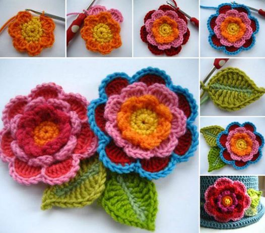 Beautiful three-tier crochet flower.