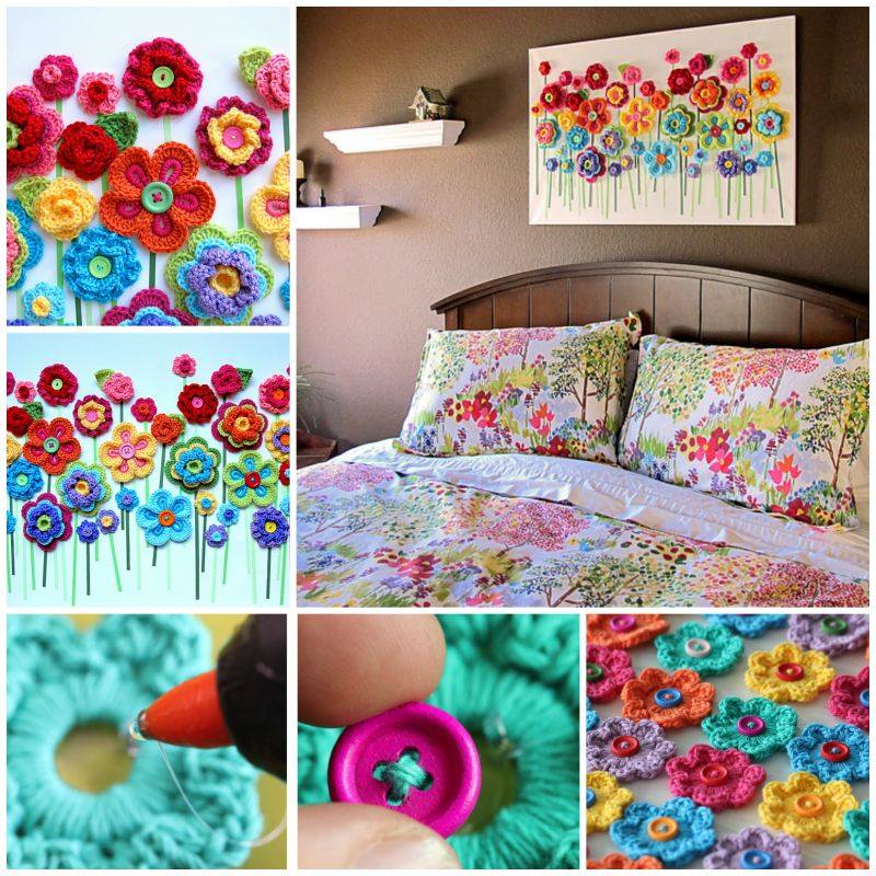 Crochet Button Floral Fantasy
