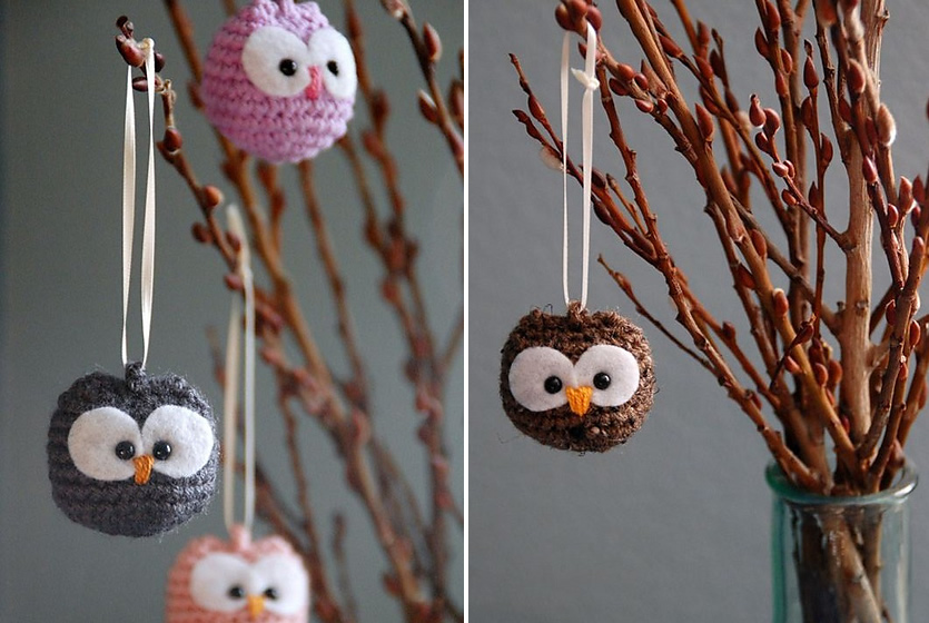 Hook Little Owl Ornament Crochet Little Owl looks as cute as an ornament