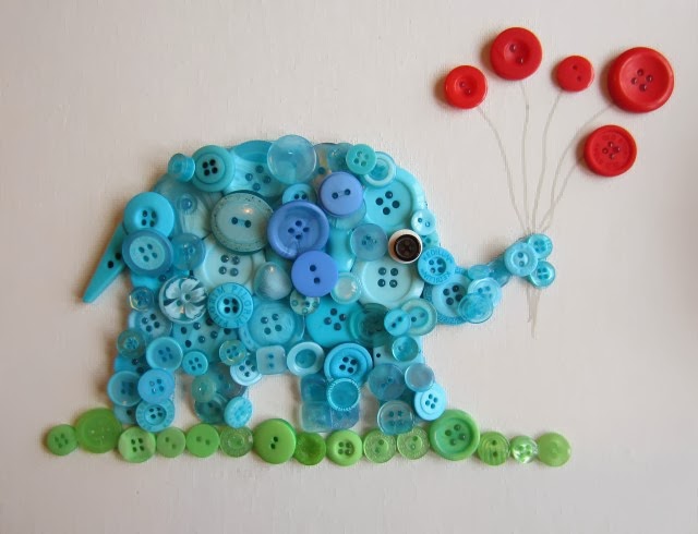 Button Elephant Wall Art 5