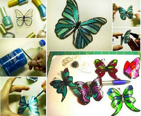 Upgrade plastic bottles into these gorgeous butterflies and decorate them with your favorite nail polish!