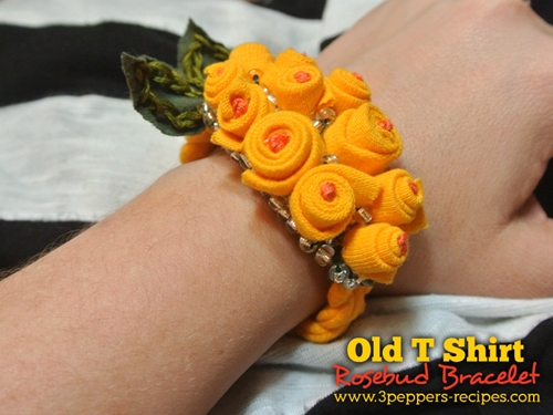 old t-shirt-rosebud-bracele2t