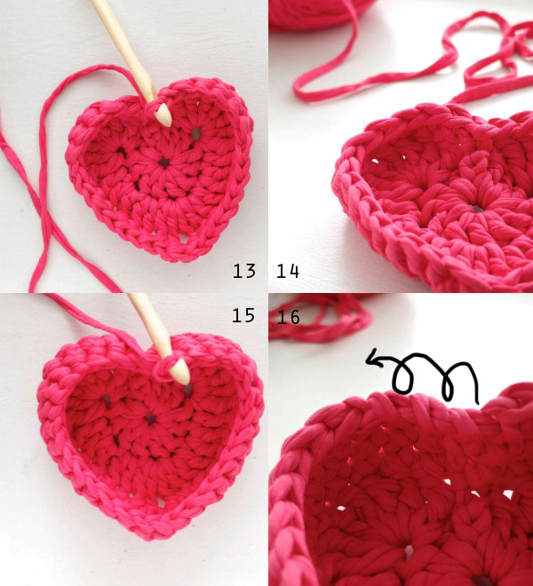 Crochet Heart Storage Basket 15