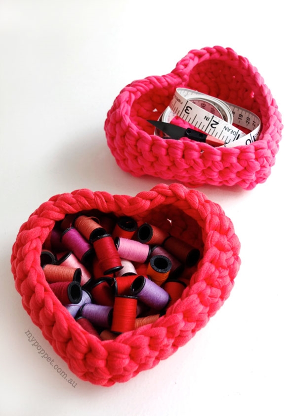 Crochet Heart Storage Basket 18