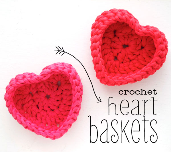Crochet Heart Storage Basket 16