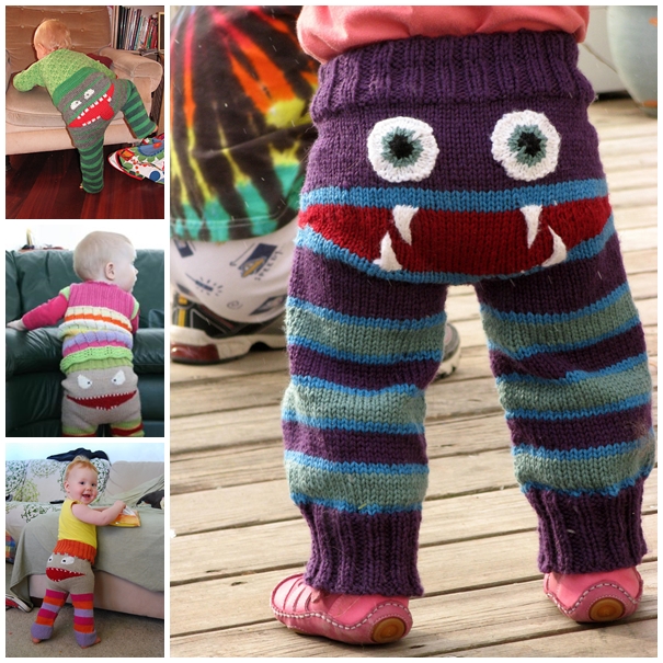 Knitted Monster Pants Free Pattern F2 Terrifyingly Terrific DIY Knitted Monster Pants [Free Pattern and Tutorial]