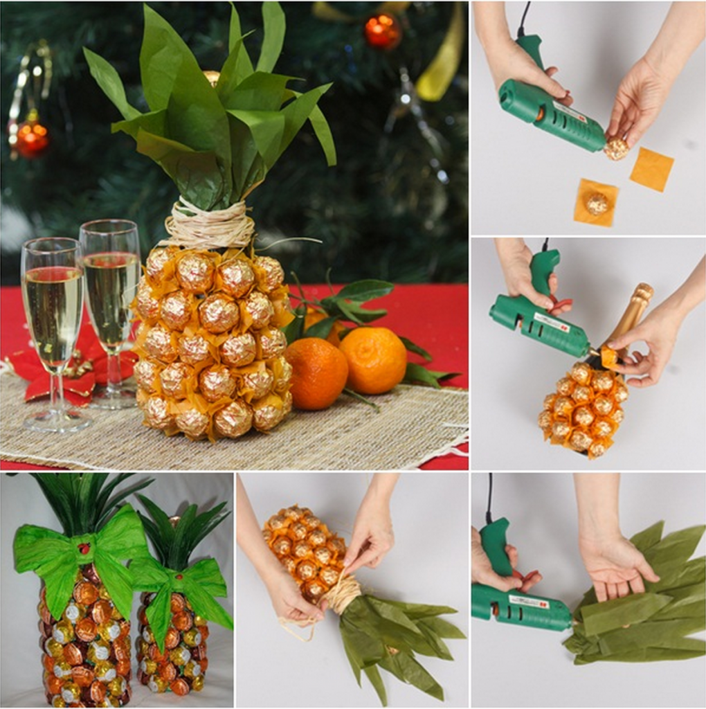 Chocolate Champagne Pineapple Exquisite DIY Pineapple Shape Gift Chocolate and Champagne