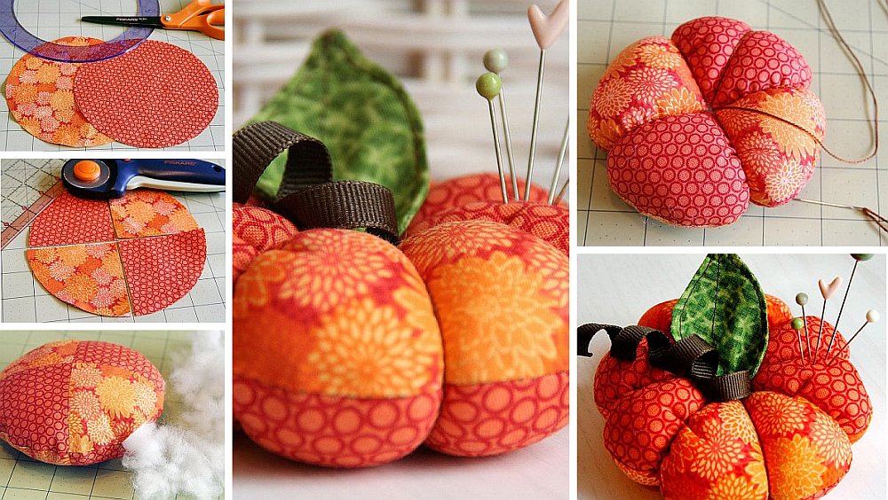 Sew Pumpkin Pincushion Colorful Plush DIY Fabric Pumpkin Pincushion