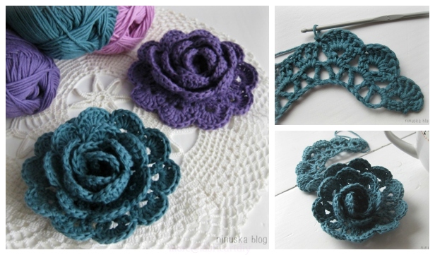 Crochet Beautiful 3D Lace Rose Free Pattern