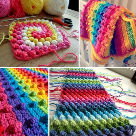 Free Bobble Crochet Blanket wonderfuldiy Crochet Bobble Stitch Rainbow Blanket Free Pattern