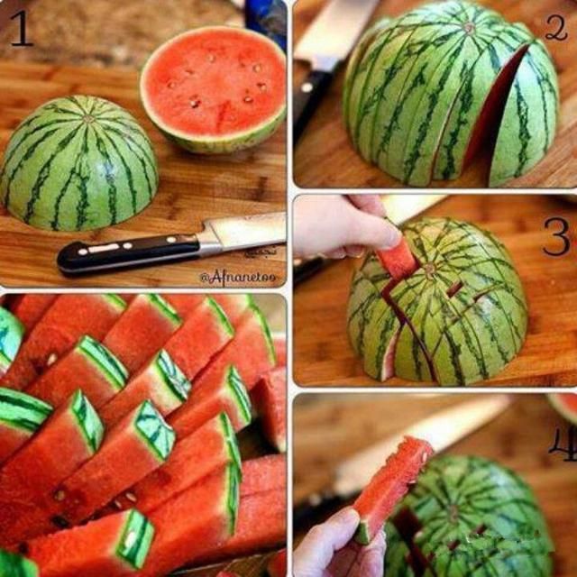 Cut watermelon for little fingers