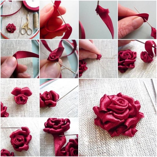 Ribbon Rose Featured DIY Ribbon Rose that looks delicate and beautiful