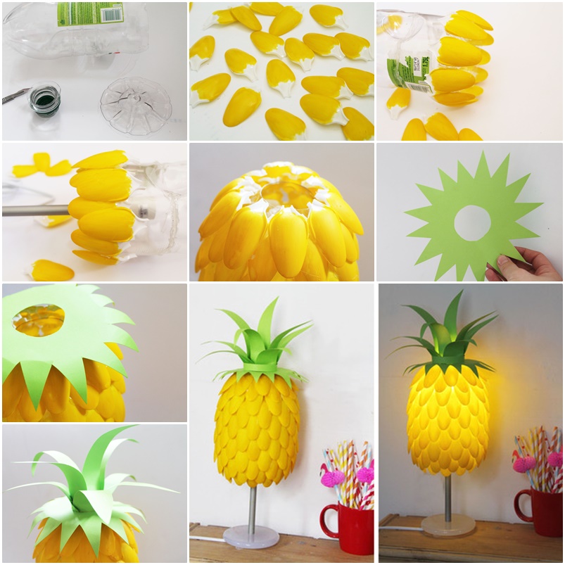 Pineapple Lamp with Plastic Spoon Easy DIY Pineapple Lamp Shade with Spoon