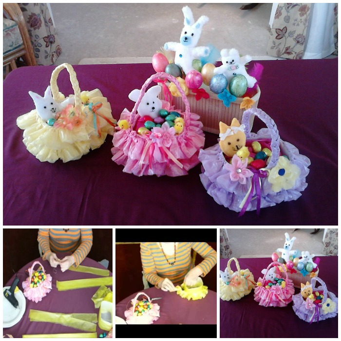 Easter Baskets Made from Recycled Plastic Bags and Bottles