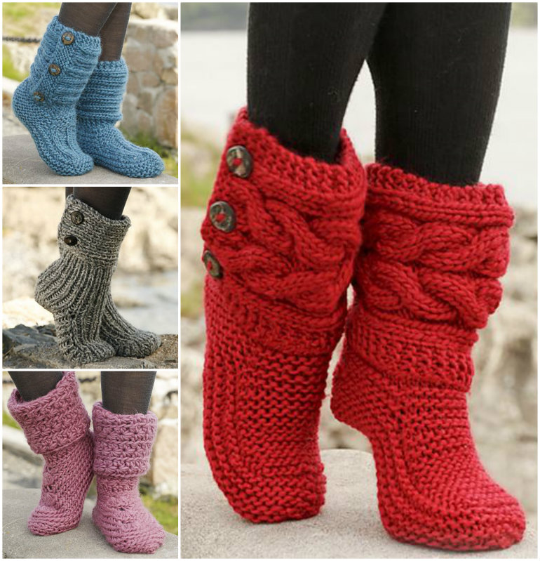 Free Patterns for Knitted and Crocheted Slippers