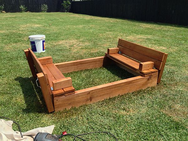 Wooden Sandbox Design Awesome DIY Sandbox Design with Cool Benches