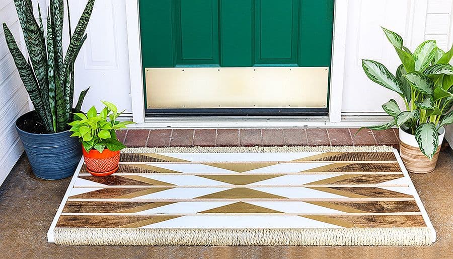 Tribal patterned wooden doormat