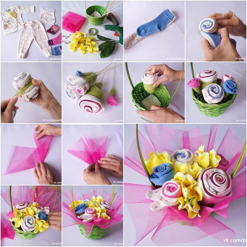 How To DIY Baby Clothes Bouquet Recycle old baby clothes into this amazing bouquet