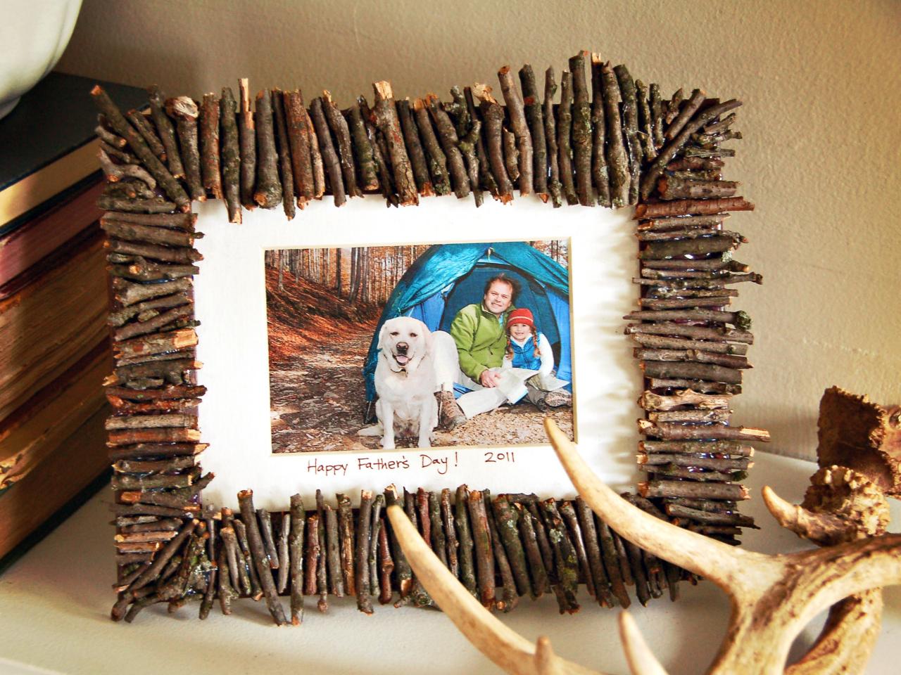 Rustic frame with branches