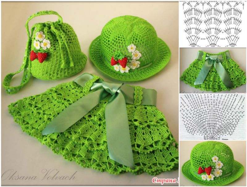 Crochet Girls Skirt Hat Set The cutest crochet skirt, hat and bag set for little girls Free Pattern