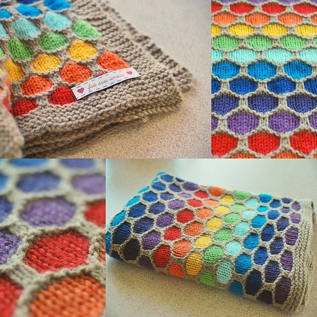 Honeycomb Rainbow Blanket free pattern wonderfuldiy Wonderful DIY Crochet Baby Blanket and Hat Set