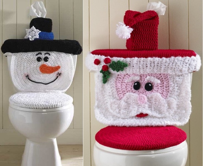 Wonderful DIY Cute Crochet Snowman/Santa Toilet Cover