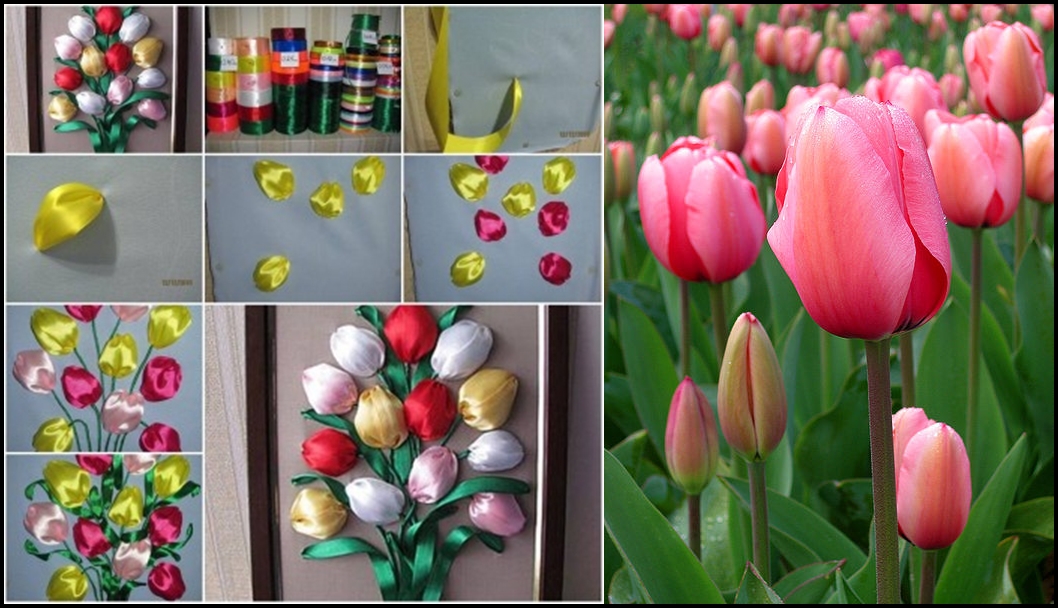 Simple Ribbon Tulip Flower F1 Wonderful DIY Simple Ribbon Tulip Flower