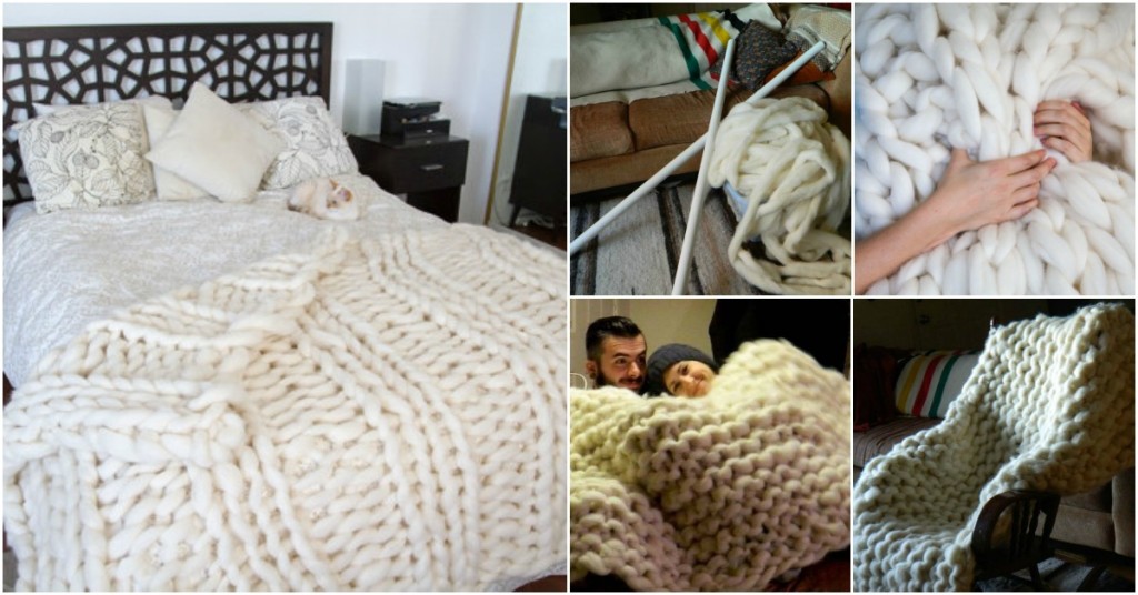 Giant wool blanket using PVC pipe wonderfuldiy Fantastic DIY knitted giant wool blanket using PVC pipe