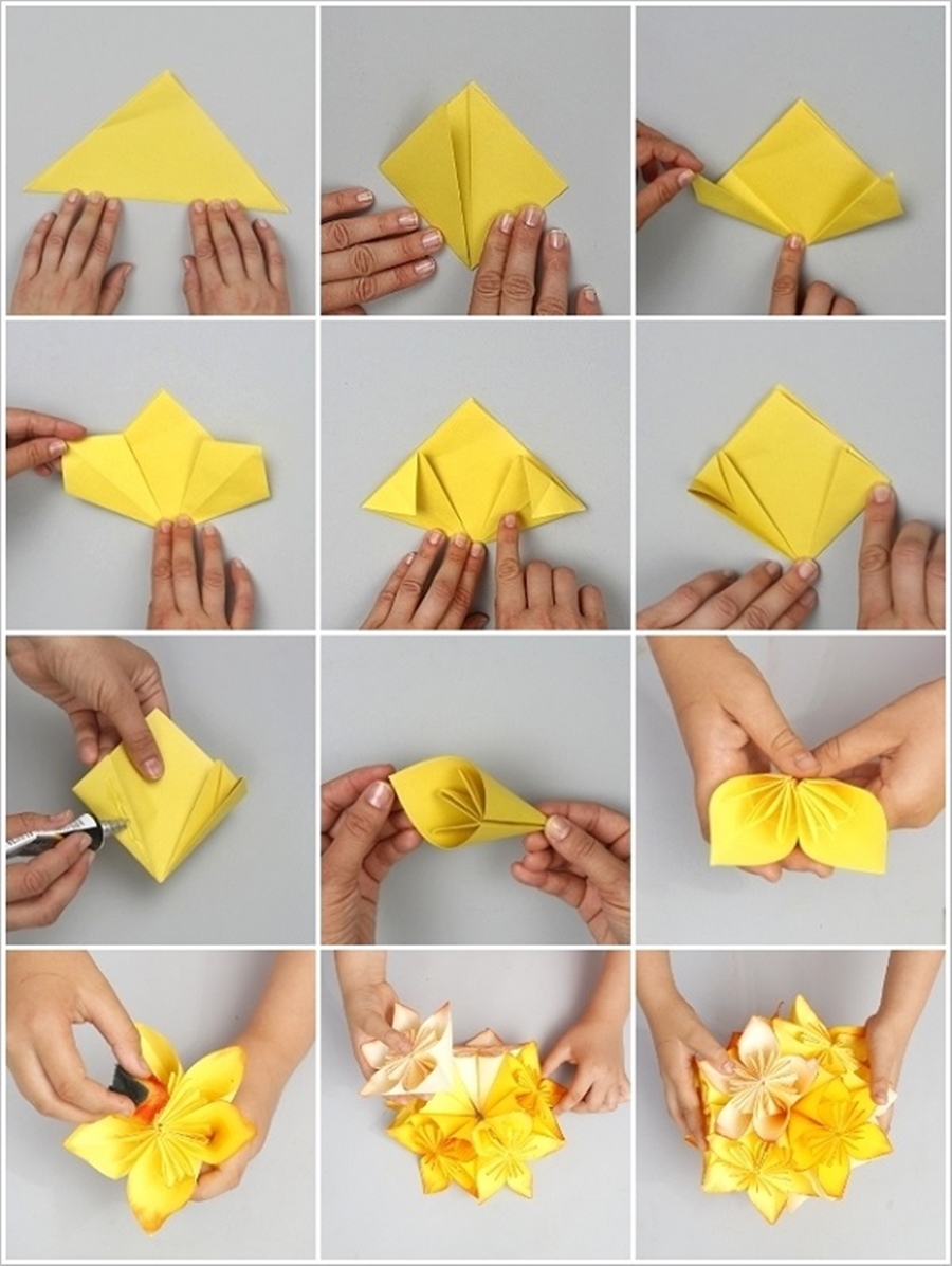 Origami Flower M wonderful DIY origami grass field flower ball