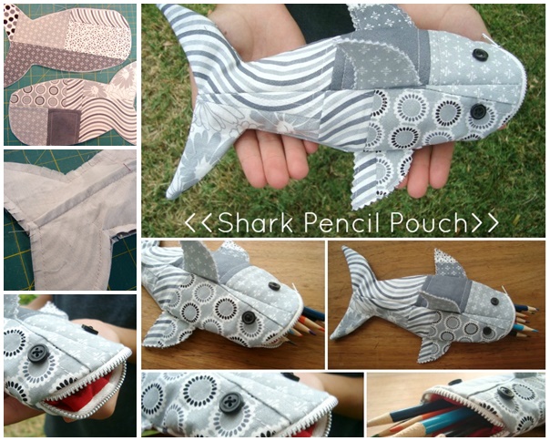 Sharkpencilpouch wonderfuldiy wonderful DIY shark pencil pouch with stencil