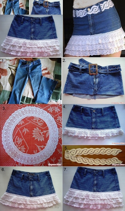 Denim Skirt M A wonderful DIY trendy denim skirt from Old Jeans