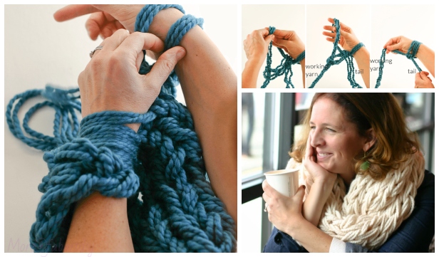 DIY Arm Knitted Scarf Tutorial