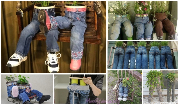 DIY Fun Recycled Jean Planter Tutorial and Inspiration