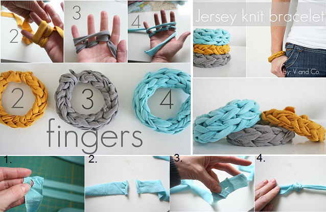 How to DIY Jersey Finger Knit Bracelet