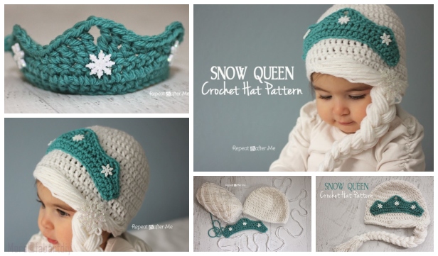 Crochet Elsa's Snow Queen Girl Hat Free Crochet Pattern