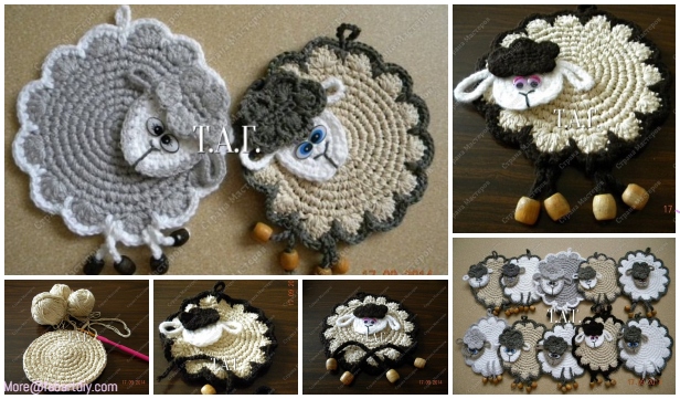 Crochet Lamb Coasters Free Pattern