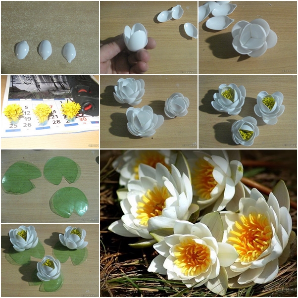 Make beautiful lilies from recycled plastic spoons and bottles