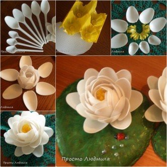 DIY - plastic spoon - water lily - flower