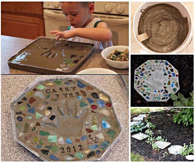 DIY Adorable Cement Stepping Stones with Handprints