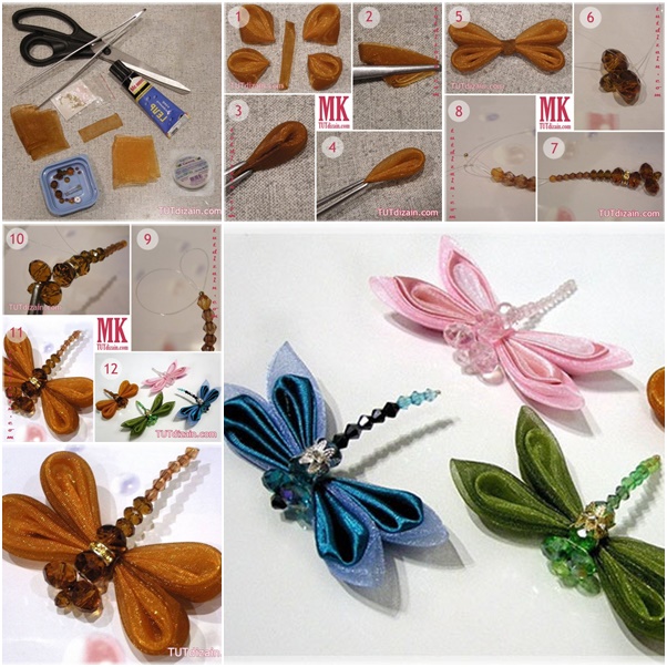DIY Cute Kanzashi Ribbon Bead Dragonfly