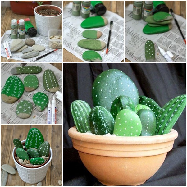 DIY Painted Rock Cactus
